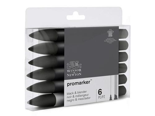 Promarker Set Black x 5 + 1 blender Winsor & Newton