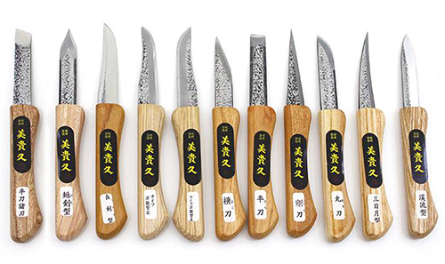 Serie completa di 11 coltelli da intaglio giapponesi IKEUCHI